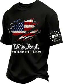 Camiseta de Aniversario de EE. UU. 1776 2026, Camisetas Patrióticas con Bandera Americana y Libertad, Camiseta We The People 250, Tallas S-3XL - Blanco - Ver 1