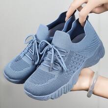 Women's Breathable Slip-On Casual Sneakers, Lightweight Non-Slip Soft Sole - Blue - View 3