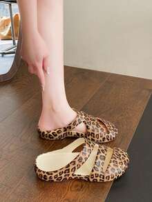 Women Slides - Leopard Print - View 3