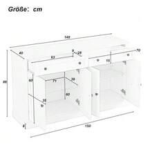 Large Sideboard With 4 Doors And 2 Drawers, Modern Storage Unit For Dining Room And Living Room, 150 X 40 X 86 Cm (L/W/H) – (Antique White) - 白色 - 查看 5