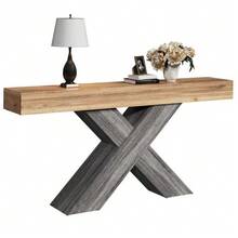 Console Table With X-Shaped Legs, Narrow Console Table, Wood Look, Chipboard, For Hallway And Living Room, Side Table - View 6