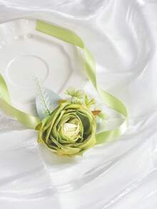 1件/2件/6件裝 玫瑰手腕花飾與男士胸花套組，舞會手腕花飾手鍊，畢業舞會手腕花飾，婚禮配件舞會服裝裝飾 - 彩色 - 查看 6