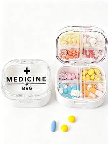 Waterproof Small Pill Box With Cross And "Medicine" Print, 8 Independent Sealed Compartments, Portable Medication Organizer For Daily Use And Vitamins, Essential For Doctors, Nurses, Emergency Rescue, Travel, Hiking, Wedding Bride Gift, Mother's Day Gift, Birthday Gift, Holiday Souvenir, Back To School Gift, Graduation Gift - Multicolor - View 2