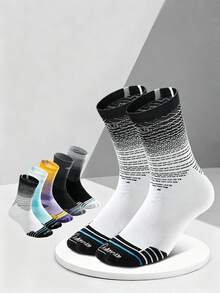 Men's Terry Bottom Crew Socks, Gradient Anti-Slip Cushioned Athletic Socks For Running, Gym & Basketball - Multicolor - View 5