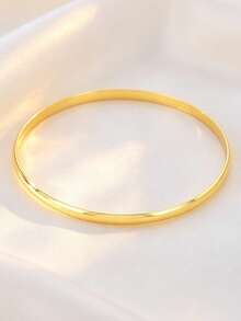 Pulsera minimalista dorada para damas, pulsera de brazalete suave y apilable, ligera, resistente a la decoloración y con baja sensibilidad, regalo de joyería - Amarillo Oro - Ver 3