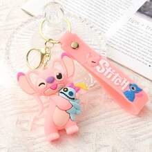 1pc Cartoon Flowers Stitch Keychain Cute PVC Soft Plastic Doll Pendant Stitch Car Bag Keychain - Multicolor - View 12