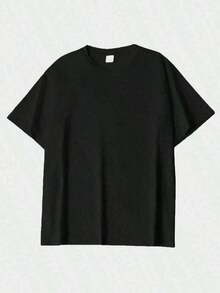 Men's Slogan T-Shirt, Oversized Fit, 100% Black Cotton, With A Bold Print. Comfortable And Breathable, Ideal For Leisure And Sports, Perfect For Spring And Summer. Soft And Durable, It's Perfect For Everyday Outdoor Wear And Holidays. An Ideal Gift For Father's Day And Graduation. - 黑色 - 查看 6