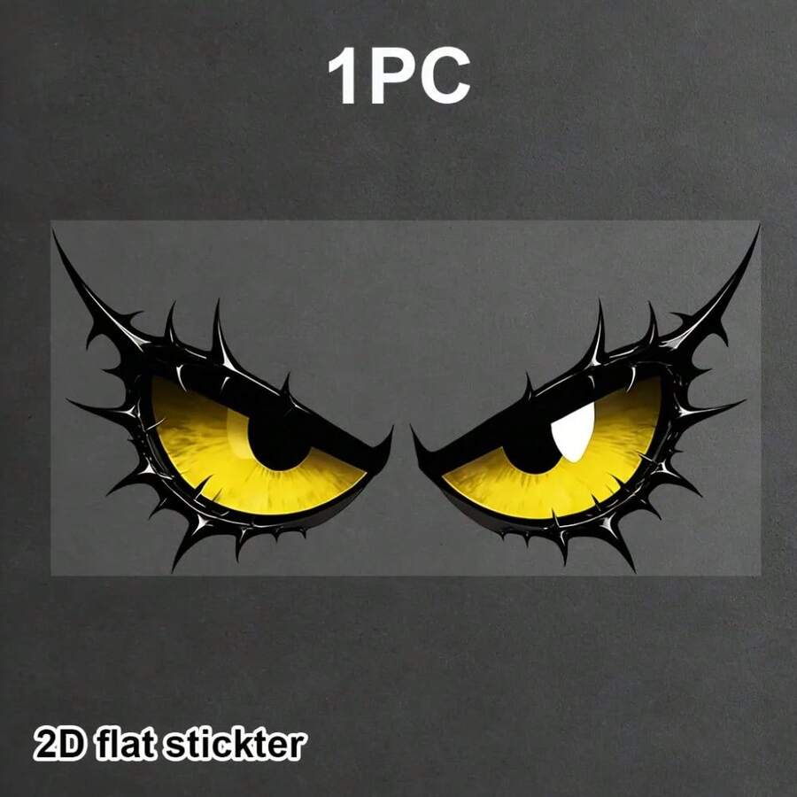 Motorcycle Fuel Tank Sticker, Custom Decal With Irregular Monster Eye, Decorative Sticker For Helmet And Body Modification, Self-Adhesive PVC Material, Creative Decorative Sticker For Rear Windshield - A - View 1