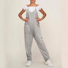 Mono de Tallas Grandes para Mujer con Bolsillos y Tirantes Ajustables - Verde militar - Ver 6