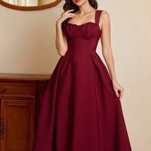 Vestido elegante vintage de mujer con bolsillos, vestido con corpiño, dobladillo con volantes florales, vestido casual de vacaciones y fiestas, vestido de invierno, ropa de invierno para mujer, vestido de invierno para mujer, conjunto de verano para mujer, conjunto de Navidad para mujer, vestido de Navidad, vestido de fiesta de Navidad, vestido de Año Nuevo, vestidos de Año Nuevo para mujer, conjunto de Año Nuevo para mujer, ropa de Año Nuevo, vestidos elegantes para fiestas, vestidos - Beis - Ver 5