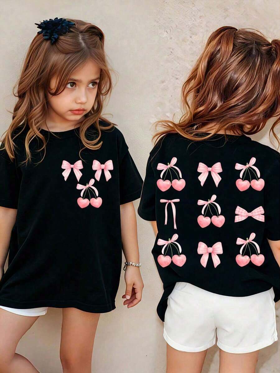American Honey Kids' Short Sleeve T-Shirt With 4th Of July Cartoon Print, 180g, Soft, Comfortable And Breathable, Suitable For All Seasons, Perfect For Boys And Girls For Everyday Wear, School And Casual Sportswear. An Ideal Crew Neck T-Shirt For Holiday Parties, Gatherings, Outdoor Activities And Travel. - 彩色 - 查看 1