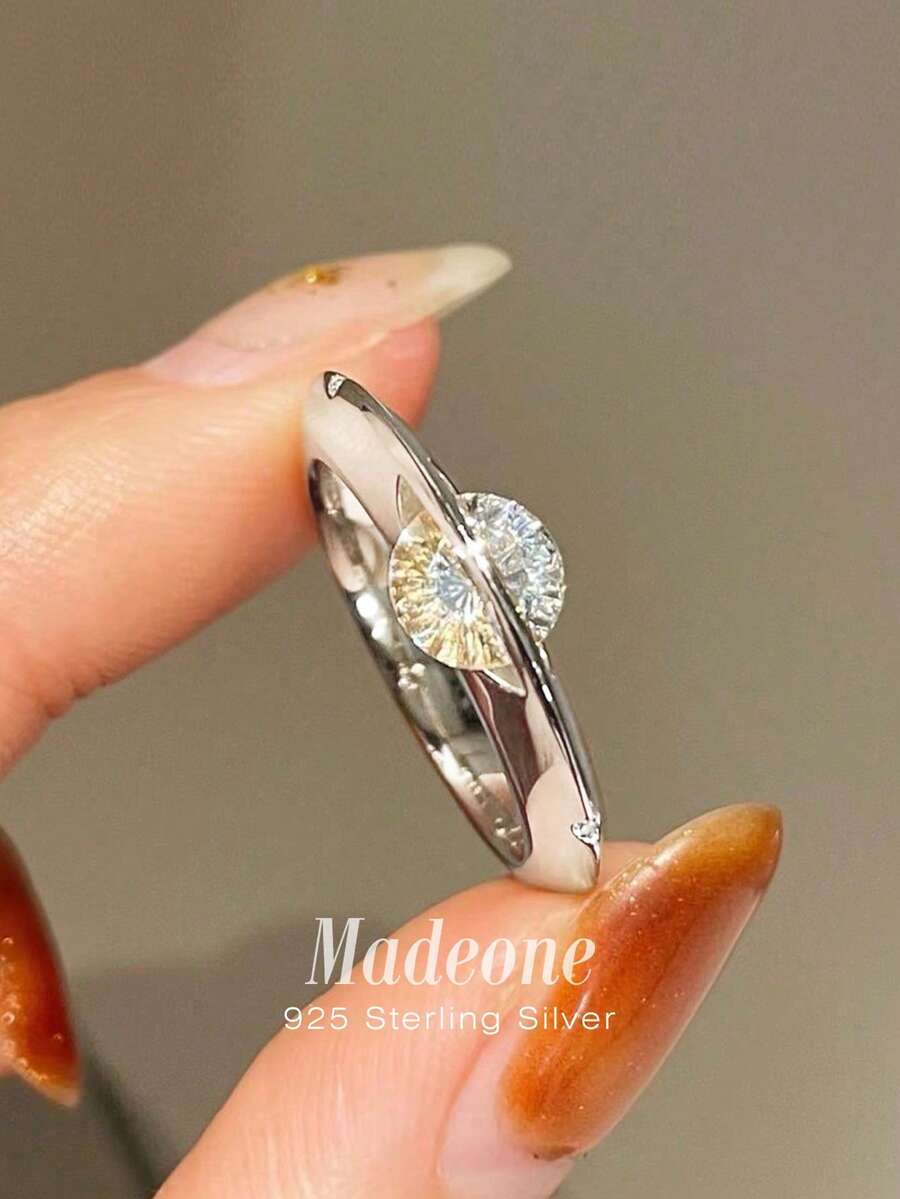 MADEONE 1pc 925 Sterling Silver Personalized Sparkling Zirconia Planet Ring, Versatile Daily Wear For Women, Suitable For Party, Exquisite Jewelry Gift