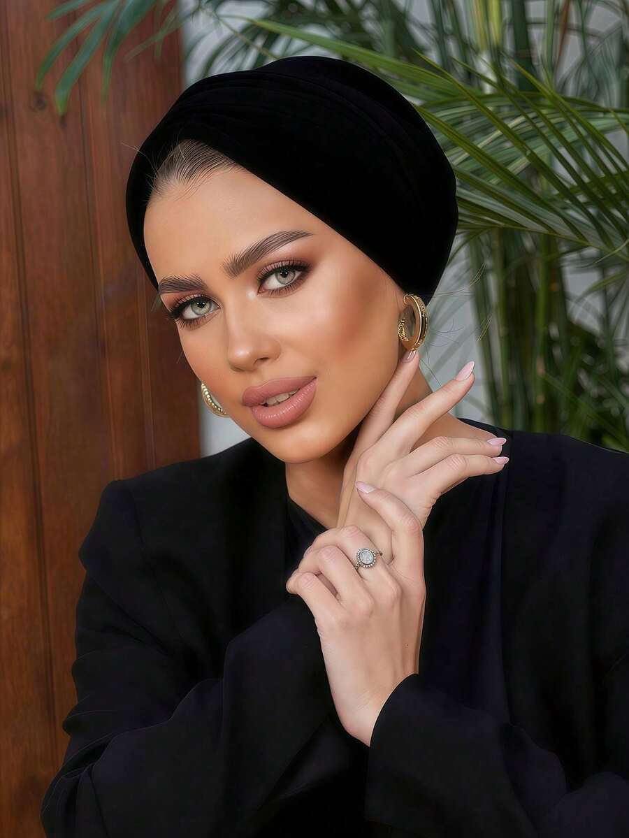 1 buah Turban Kemoterapi Klasik Wanita Warna Polos, Desain Lipit Elastis Tinggi, Penutup Kepala Anti Selip dan Bernapas, Gaya Lipit Berlapis untuk Hijab, Kain Rajut Modal Lembut dan Nyaman, Cocok untuk Pemakaian Sehari-hari