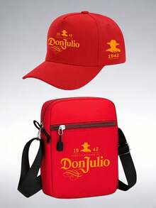 1pc/2pcs Vintage Don Julio Print Unisex Baseball Cap And Crossbody Bag Street Style All-Season Casual Daily Outfit Set - Multicolor - View 13