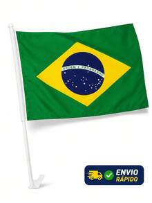 Kit 6 Bandeirinhas do Brasil com Haste Torcida Copa Eventos Festa Brasileira - 6Pcs - Visão 2