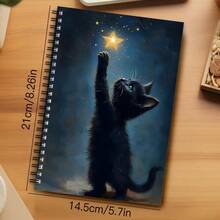 一款精美的横线笔记本，以可爱的猫咪图案为特色，深蓝色星空背景上点缀着黑色猫咪和金色星星。采用优质纸张，书写流畅，尺寸小巧，适合记日记。 - G - 查看 6