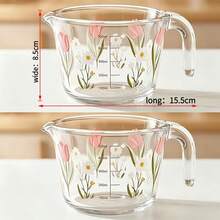 Taza de medición de vidrio con escala, asa, resistente al calor, taza para leche, recipiente para hornear y mezclar - Multicolor - Ver 15