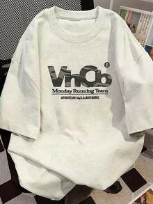 [ 100% Cotton ] Recommended New Products For Summer 2026: Lace Logo T-Shirt, Summer Dress, Women's Fashion T-Shirt, Short Sleeve Office Casual 200g Cotton Cartoon Character Printed Loose White Top, Y2K Women's Top, Spring Dress Top - Light Gray - View 5