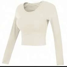 Off-white Long-sleeved Top With Supportive Chest Pads