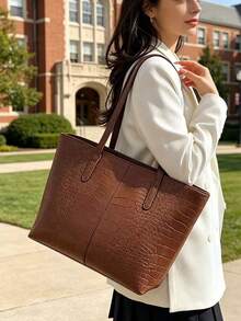 Nueva llegada Bolso de hombro versátil de mujer con patrón gráfico de lujo - Café - Ver 7