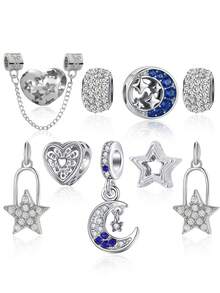 1 Set Elegant & Chic Star, Heart, Star & Moon Beaded Pendant Bracelet, Minimalist Daily Wear For Women - Multicolor - View 2