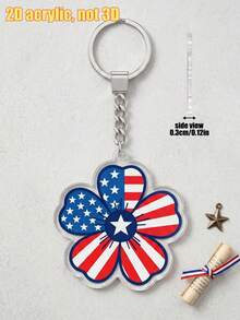 1 pieza Llavero de acrílico con impresión de alta definición del Día de la Independencia de EE. UU., Accesorio unisex personalizado para bolso, adorno para espejo retrovisor de automóvil, adecuado para decoración del hogar, recuerdo de aniversario, artículo patriótico esencial - Multicolor - Ver 9