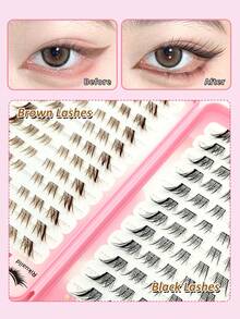 Rikuaild 144pcs Self-Adhesive Cluster False Eyelashes, Pre-Glued Eyelashes, Jelly Strip Pre-Glued Individual Eyelashes, Cartoon Style Natural Segmented Eyelash Extensions, Suitable For Beginners DIY - C - View 5