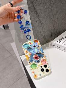 Disney Has Authorized, Phone Case - Chain Set, The Stitch Lilo & Stitch 3D Phone Case Plus A Silicone 3D Stitch Bracelet With Metallic Ring Removable Bracelet, Stitch And Angel Pattern, Compatible With Iphone17/16/15/14/13/12/11/XS/XR/X Plus Pro Max, A Stylish Cartoon Phone Case, The Perfect Gift Choice, Phone Protection, Durable Phone Cover, Great Gift For Friends And Family. - trắng - Xem 3