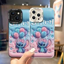Disney Lilo & Stitch Phone Case - Balloon Stitch Protective Case, Gradient Blue‑Pink Soft Curved Background, Stitch Holding Colorful Fuzzy Balloons With Pink Polka‑Dot Bow, Decorated With Stars, Hearts And Small Flowers, White Raised "Disney Stitch" Lettering, Compatible With IPhone 17, 16, 15, 14, 13, 12, 11 Pro Series And Galaxy S22, S23, S24, S25 Models, Ideal For Birthdays, Holidays, Anniversaries, Graduation Gifts, Or Any Special Occasion To Surprise Family, Friends, Classmates, And Loved Ones. - White - View 1