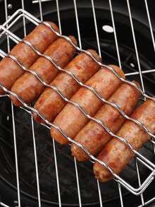 Stainless Steel BBQ Basket - Suitable For Sausages, Picnics And Camping - Essential Camping BBQ Accessory | Stainless Steel Material | Durable And Sturdy, Sausage Rack - Multicolor - View 9