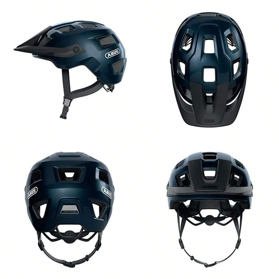 ABUS Casco MTB MoTrip - Casco de Ciclismo Robusto con Visera Ajustable en Altura para Ciclistas de montaña - Ajuste Personalizado - Unisex - Azul Brillante S - Azul azul medianoche - Ver 1