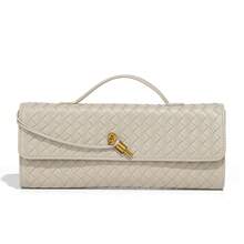 Bolso de mujer BV Bottega Bang Bang de cuero genuino hecho a mano por Andiamo Clutch Campana. - B1893# Color arena - Ver 3