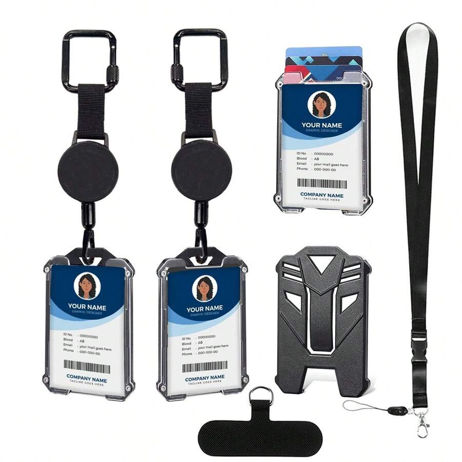 1 Bộ (Kẹp thẻ + Giá đỡ thẻ + Dây đeo) Kẹp carabiner màu đen chắc chắn, kiểu dáng cổ điển, giá đỡ thẻ cuộn có thể thu gọn kèm ngăn đựng thẻ ID, kẹp thẻ tên màu đen, dây đeo có thể tháo rời với móc khóa tròn, thích hợp cho bác sĩ, y tá, giáo viên, công nhân, thực tập sinh, trợ lý, người đi bộ đường dài, tài xế xe tải, quà tặng văn phòng dịp lễ.