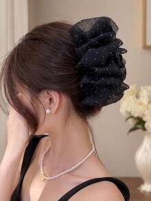 topshiny 1 pieza Pinza de pelo con forma de estrella brillante y esponjosa, adecuada para el uso diario de las mujeres y para combinar con atuendos. Pinza de pelo, accesorio de pelo negro para vacaciones y atuendos de verano para mujer - Negro - Ver 13