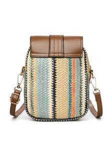 Women's New Fashion Woven Versatile Straw Bag, Large Capacity Crossbody Bag With Detachable Adjustable Shoulder Strap - Brown - View 8