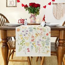 1pc Colorful Wildflower Table Runner, Romantic Floral Decorative Table Runner, Suitable For Indoor Dining, Coffee Table, Kitchen And Outdoor Patio, Spring And Summer Home Decor - Multicolor - View 4