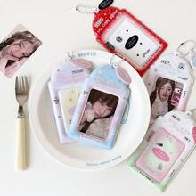 1 pieza Portatarjetas de estilo coreano de moda de 3 pulgadas, portatarjetas de almacenamiento de fotos de ídolo de chica linda, colgante de llavero para mochila de estudiante, regalo - A - Ver 3