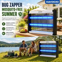 HAVIRORO Bug Zapper Indoor, 3200V High-Voltage Electric Mosquito Zapper, Dual Band Attraction, Fly Trap Mosquito Trap, Fly Killer Fly Zapper, Type-C - 白色的 - 查看 3