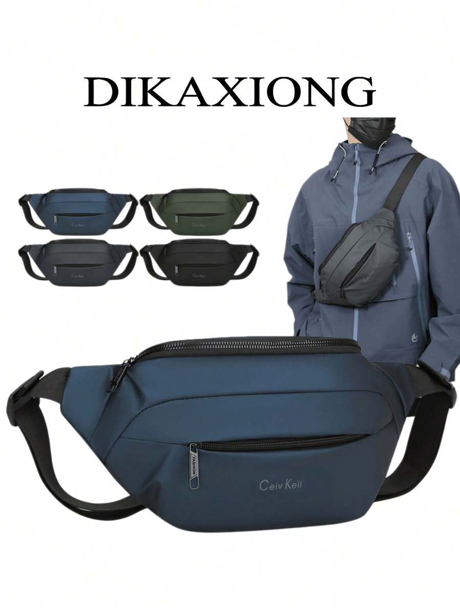Túi đeo hông chống thấm nước unisex | Túi đeo hông tối giản bằng nylon màu xanh navy | Khóa kéo đôi, dây đeo điều chỉnh được | Dùng cho chạy bộ/đạp xe/đi làm | Túi đeo chéo bền chắc - Nhiều màu - Xem 1