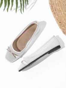 Square Toe Mary Jane Mesh Slip-On Flat Shoes, Sexy Yet Comfortable, Breathable For Summer - Chantilly - View 6