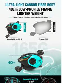 HASIDA MS-X 5th Gen Baitcasting Reel Patented Levitation Magnetic Braking System Tangle-Free Fishing Reel Lightweight Design - Gold - View 5