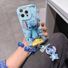 Disney Has Authorized, Phone Case - Chain Set, The Stitch Lilo & Stitch 3D Phone Case Plus A Silicone 3D Stitch Bracelet With Metallic Ring Removable Bracelet, Stitch And Angel Pattern, Compatible With Iphone17/16/15/14/13/12/11/XS/XR/X Plus Pro Max, A Stylish Cartoon Phone Case, The Perfect Gift Choice, Phone Protection, Durable Phone Cover, Great Gift For Friends And Family. - trắng - Xem 6