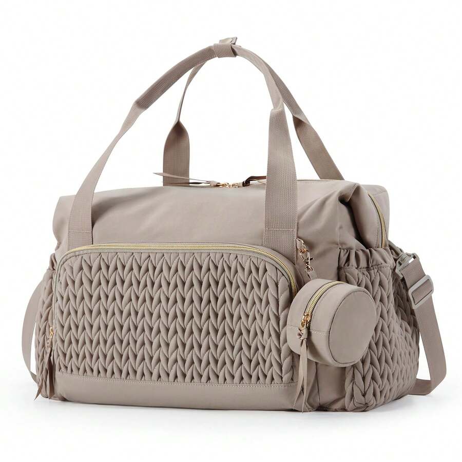 1pc Large Capacity Baby Diaper Bag, Travel Diaper Bag With Pacifier Holder, Maternity Handbag - Multicolor - View 1