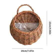 Vaso da fiore da parete in rattan intrecciato fatto a mano, cesto in rattan intrecciato, vaso per piante rampicanti da giardino, vaso da fiore da parete - Intreccio di bambù - Visualizzare 17