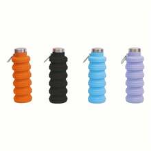 1pc Portable Folding Cup, Collapsible Silicone Water Cup, Reuseable 16oz, Lightweight Leakproof Portable Travel Water Bottles For Traveling Camping Hiking Sports Outdoors - Black 1pcs - View 8