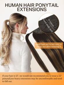 DOORES Invisible Ponytail Hair Extensions, Easy To Install, 100% Human Hair, Straight, 14-22 Inches, 75-90g, High Quality Remy Hair, With Clips, Natural Appearance And Soft Touch - S2/10 - View 4