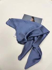 1pc Solid Color Scarf, Comfortable, Elegant, Unique Classic Spring/Autumn New Versatile Stylish Women Scarf - Dusty Blue - View 4