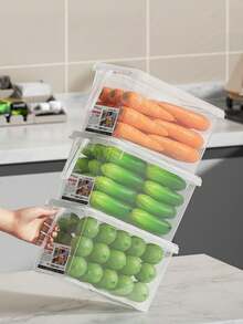 1 pieza Caja de almacenamiento para puerta lateral de refrigerador estilo cajón, organizador de congelador para huevos y alimentos de cocina - transparente - Ver 11