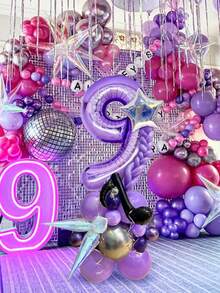 33件組 Kpop 音樂主題生日氣球柱套裝，包含音符、數字、爆裂星形氣球，適用於生日派對、卡拉OK主題、80年代迪斯可主題派對、星空主題舞會、慶祝裝飾 - 彩色 - 查看 6