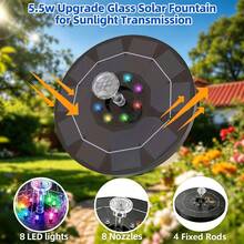 Solar Water Fountain Bird Bath For Outside - LED Colorful Lights, Battery, Multiple Nozzles - Universal For Outdoor Bird Baths, Gardens, Ponds, Fish Tanks, Aquariums And Pools - Black - View 4